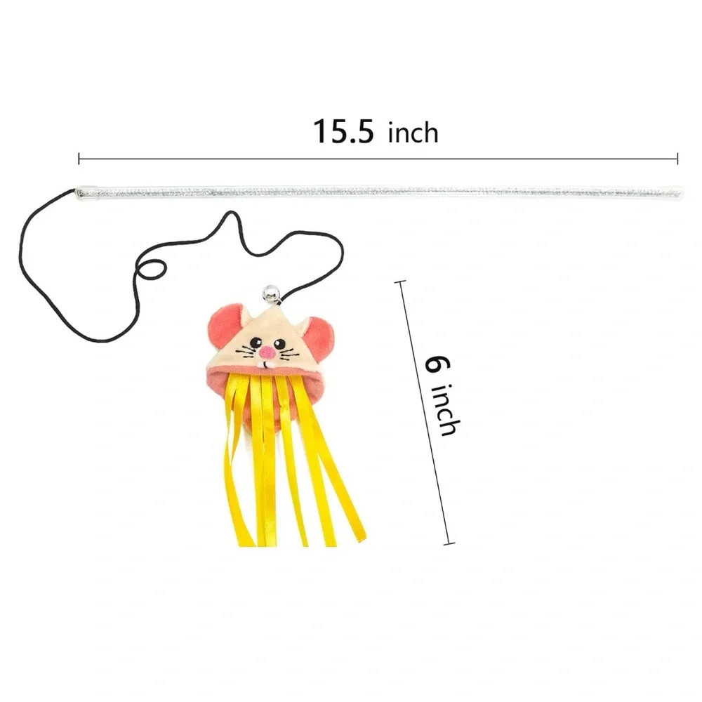 Interactive Cat Toy Teaser with Crunch paper and Ring bell - Mouse Design